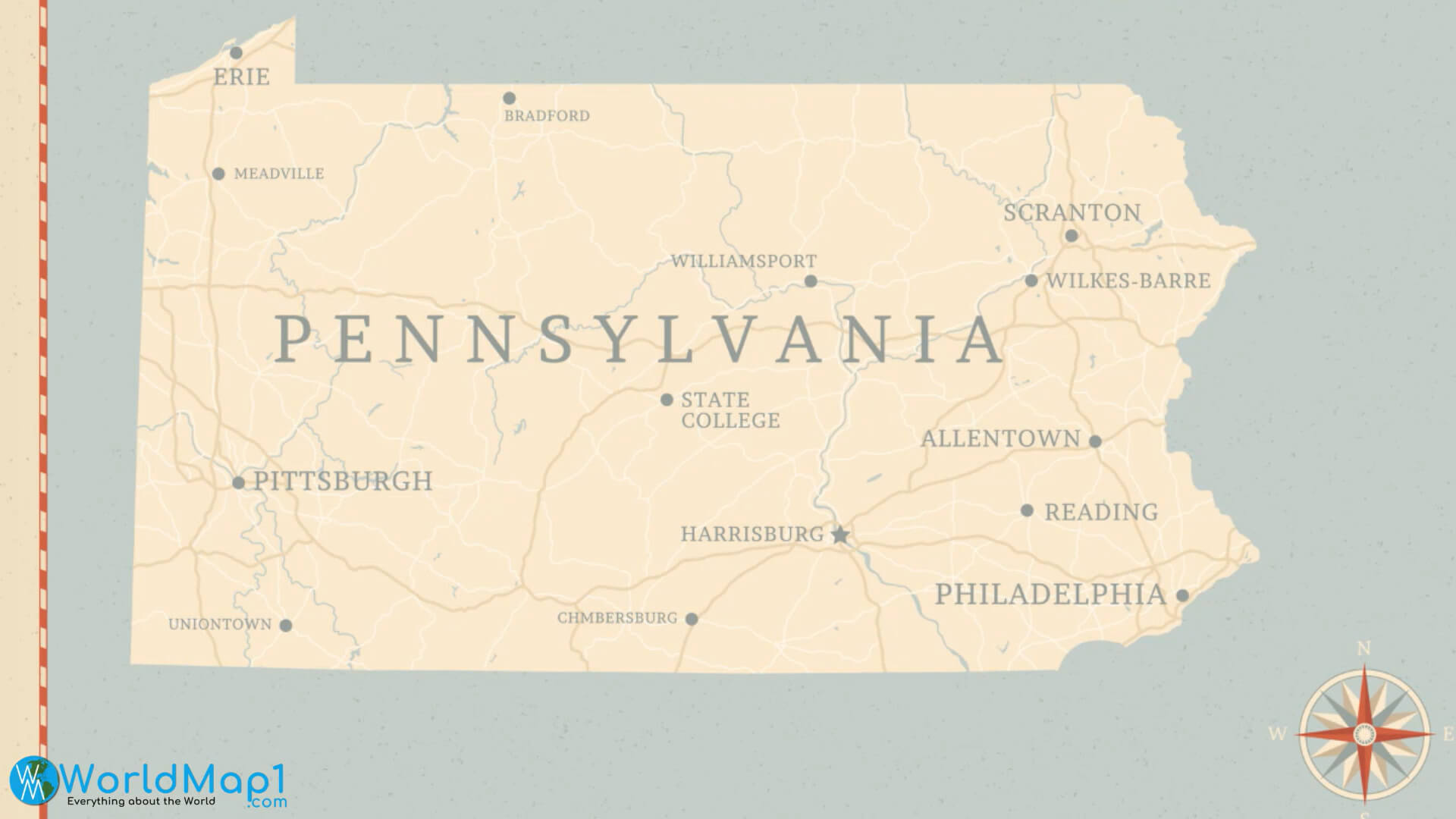 Pennsylvania Major Cities Map